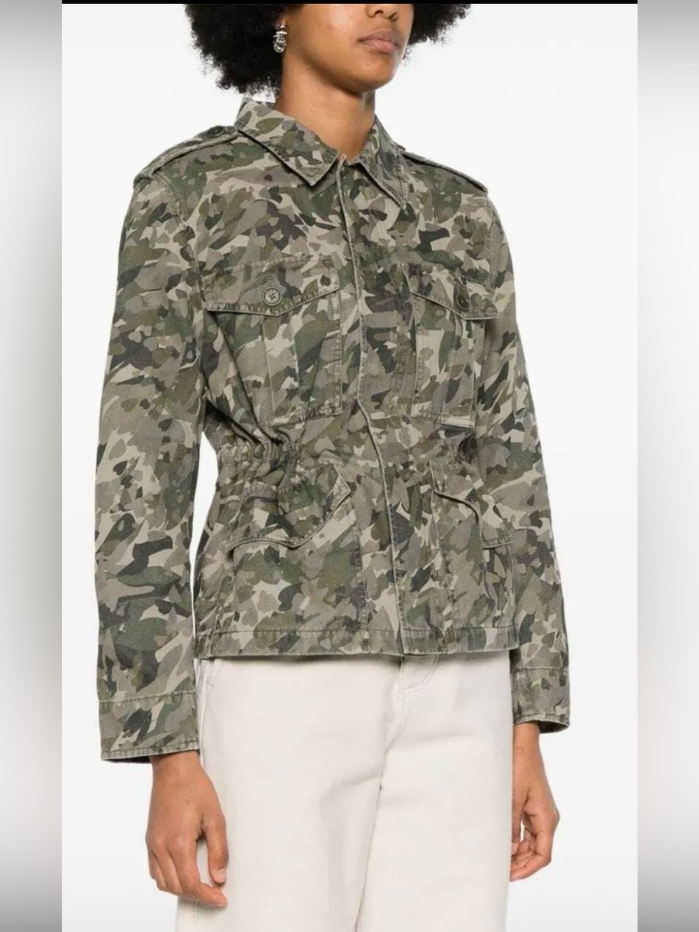 Zadig&Voltaire Krisa Camo Cotton Jacket in green, with internal drawstring New